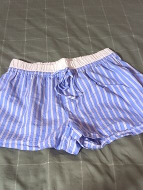 Women's Blue Striped Shorts